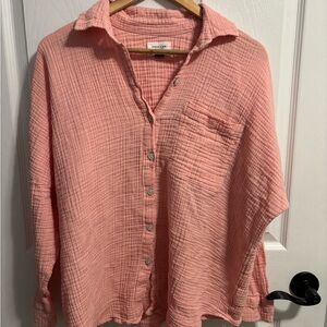 American Eagle Outfitters Textured Pink Shirt